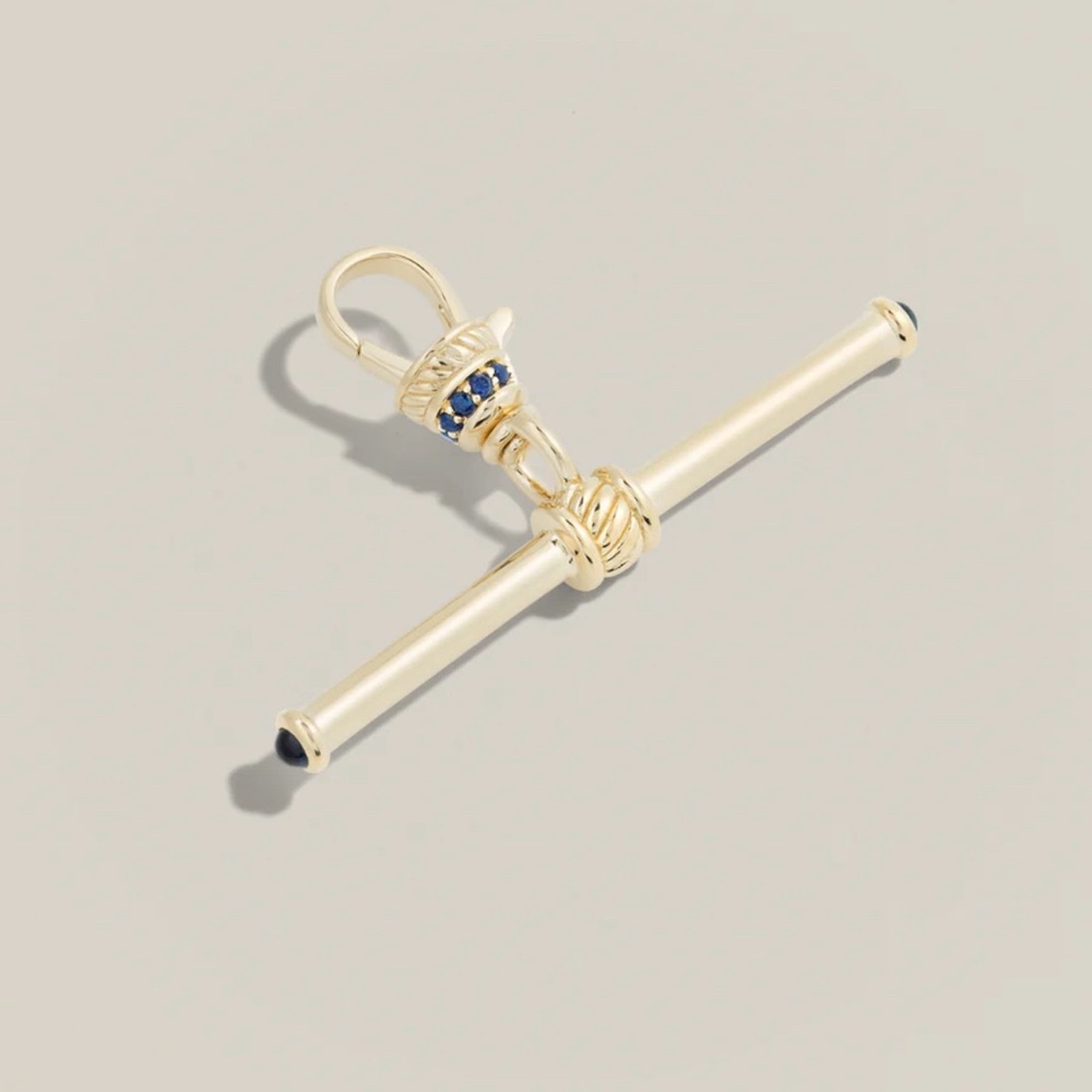 Gold Plated Bar Pendant with Sapphire Accents